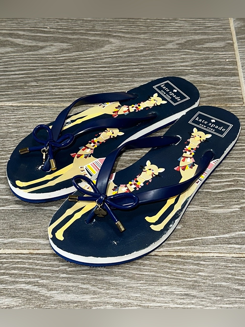 Kate Spade New York Nova Women’s 7/8 Flip Flops Thong Rubber Dark Blue Camels
